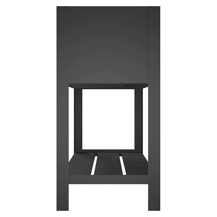 Upyard Hochbeet Modernbox hoch - 118 x 36 x 72 cm, Holz, Schwarz - Dunkelgraues Regal aus Metall und Holz mit offener Rahmenstruktur und einer unteren Lattenablage.