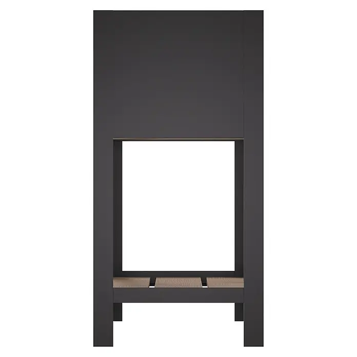 Upyard Hochbeet Modernbox hoch - 36 x 36 x 72 cm, Holz, Braun/Schwarz - Dunkelgraues offenes Möbelgestell mit einer Naturholzplatte.