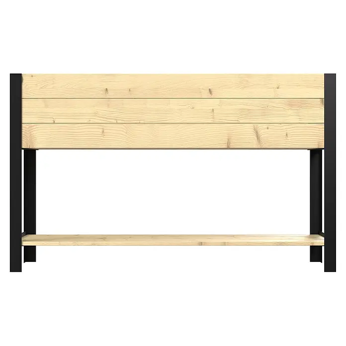 Upyard Hochbeet Modernbox hoch - 118 x 36 x 72 cm, Holz, Natur/Schwarz - Hölzernes Regal mit schwarzem Metallrahmen und Lattenrückwand aus Holz.