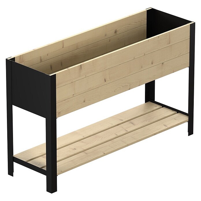 Upyard Hochbeet Modernbox hoch (118 x 36 x 72 cm, Holz, Natur/Schwarz) | BAUHAUS