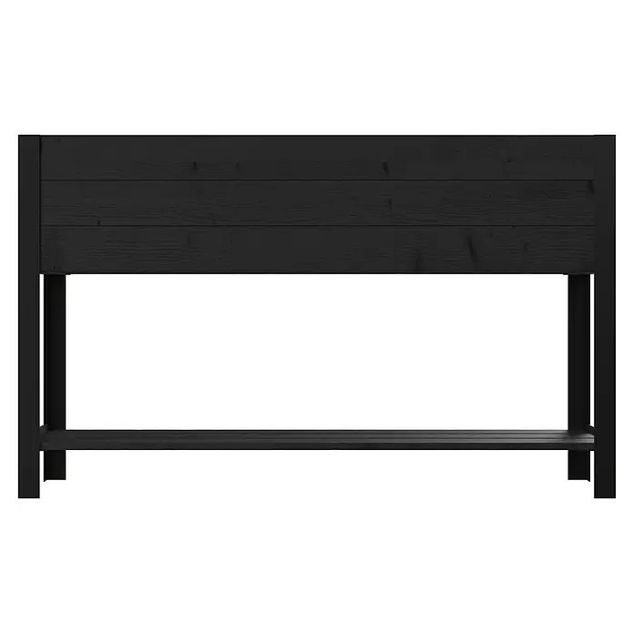Upyard Hochbeet Modernbox hoch - 118 x 36 x 72 cm, Holz, Schwarz - Schwarzes Hochbeet aus Holz mit Metallrahmen und Ablagefach.