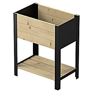 Upyard Hochbeet Modernbox hoch (58 x 36 x 72 cm, Holz, Natur/Schwarz)