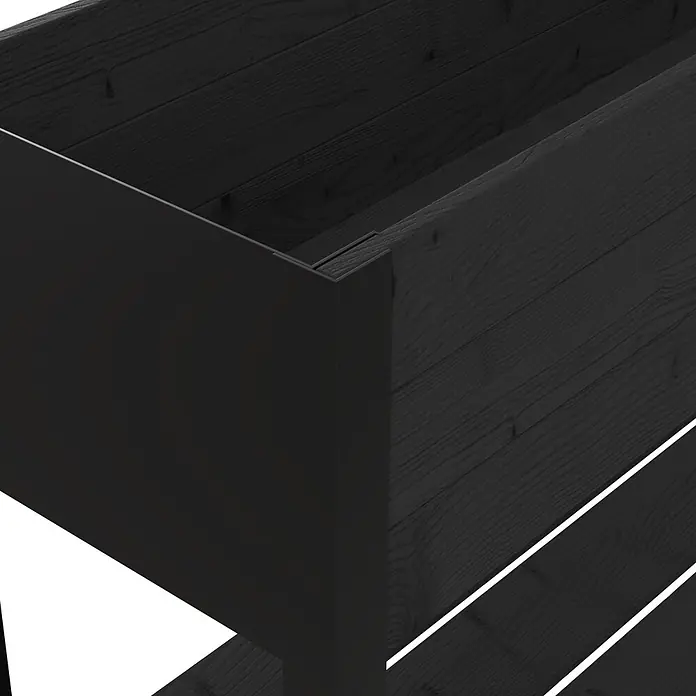 Upyard Hochbeet Modernbox hoch - 118 x 36 x 72 cm, Holz, Schwarz - Schwarzes Hochbeet aus Holz mit sichtbarer Holzmaserung.
