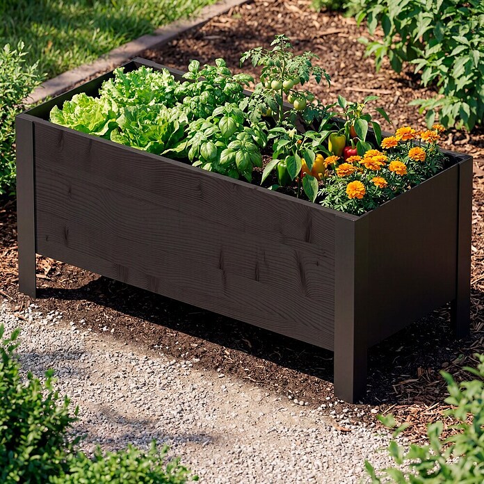 Upyard Pflanzkasten Modernbox niedrig (78 x 36 x 32 cm, Holz, Schwarz) | BAUHAUS
