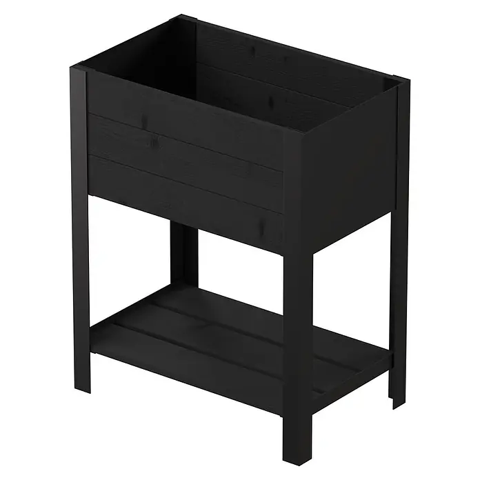 Upyard Hochbeet Hoch - 58 x 36 x 72 cm, Holz, Schwarz - Schwarzes Hochbeet aus Holz mit Ablagefläche.