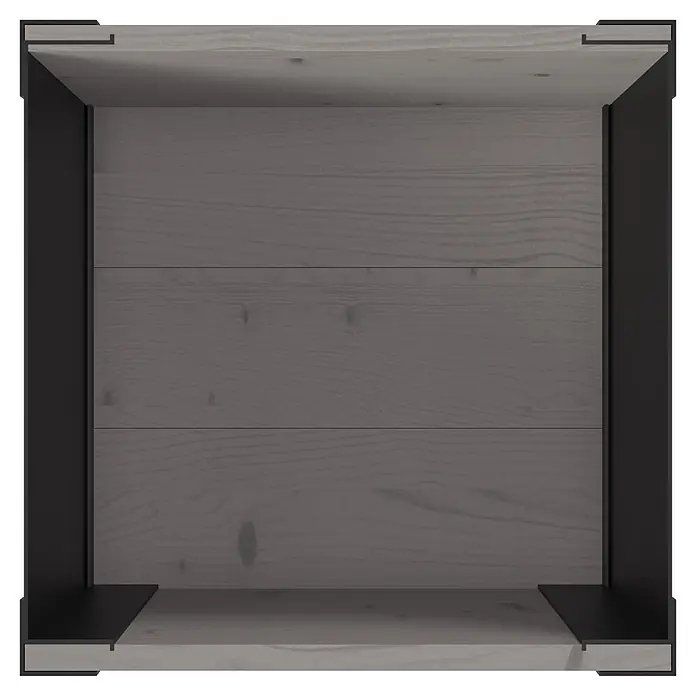 Upyard Hochbeet Modernbox hoch - 36 x 36 x 72 cm, Holz, Grau - Quadratisches offenes Regal, dunkel aschgraues Holz mit schwarzem Metallrahmen.