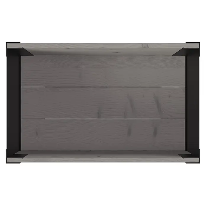 Upyard Hochbeet Modernbox hoch - 58 x 36 x 72 cm, Holz, Grau - Draufsicht einer dunkelgrauen Holzkiste mit schwarzen Metalleckverstärkungen.