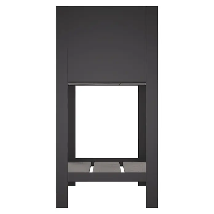 Upyard Hochbeet Modernbox hoch - 58 x 36 x 72 cm, Holz, Grau - Dunkelgraue moderne Kaminumrandung mit hellem Holzlattenrost an der Basis.