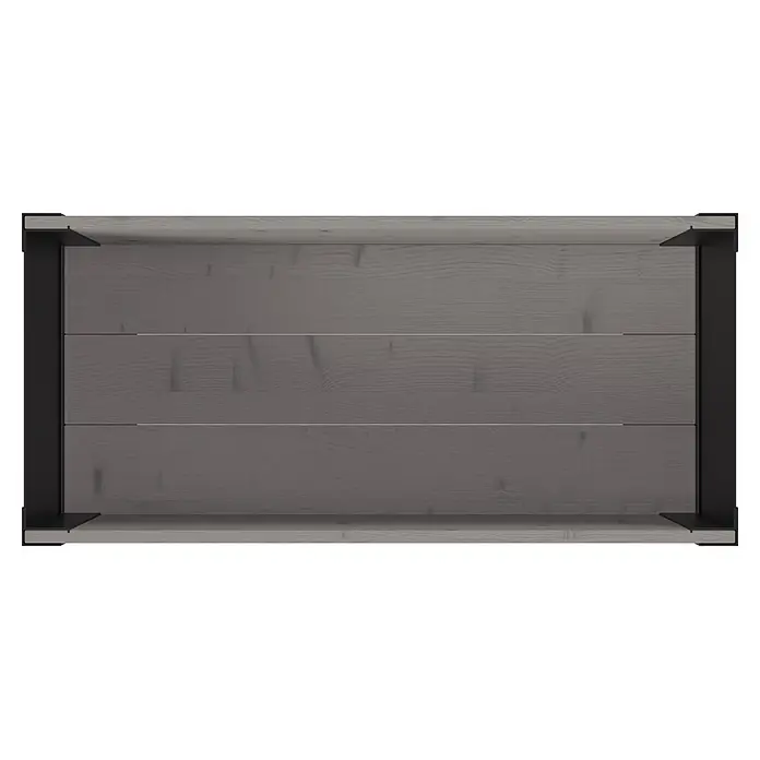 Upyard Hochbeet Modernbox hoch - 78 x 36 x 72 cm, Holz, Grau - Graue Holzkiste mit schwarzem Metallrahmen, von oben gesehen.