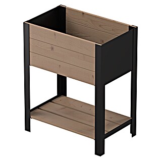 Upyard Hochbeet Modernbox hoch (58 x 36 x 72 cm, Holz, Braun/Schwarz)