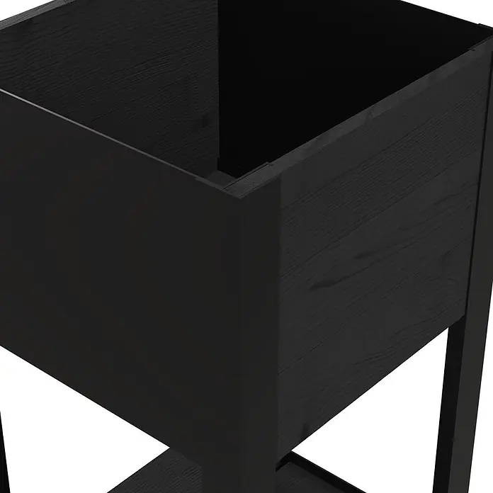 Upyard Hochbeet Modernbox hoch - 36 x 36 x 72 cm, Holz, Schwarz - Schwarzer Holzkasten mit sichtbarer Maserung und offener Oberseite.