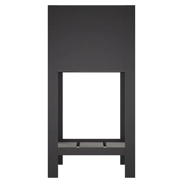Upyard Huerto Modernbox alto - 36 x 36 x 72 cm, Madera, Gris - Leñero de metal gris oscuro con base de madera clara.