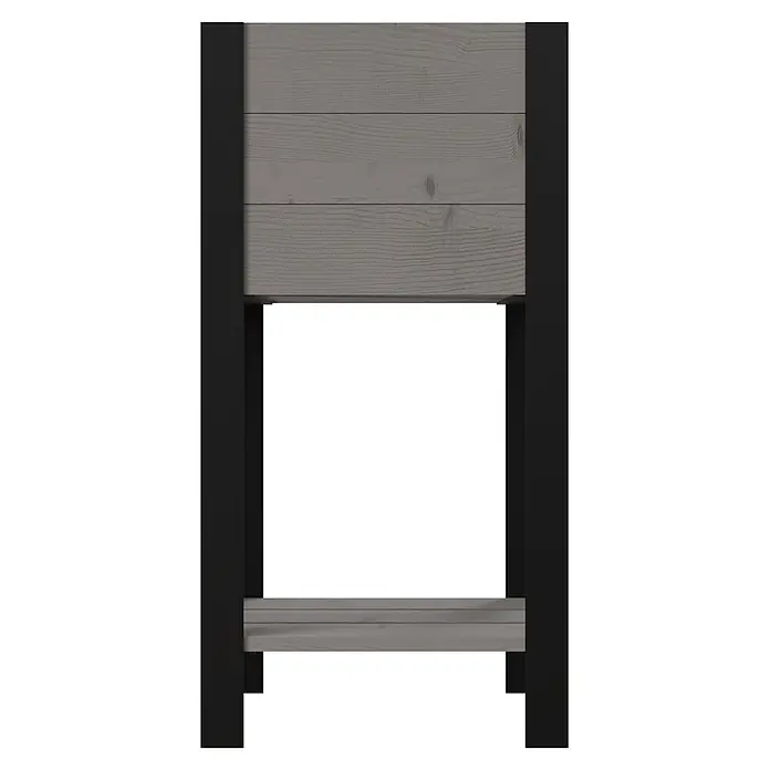 Upyard Hochbeet Modernbox hoch - 36 x 36 x 72 cm, Holz, Grau - Graues Hochbeet aus Holz mit schwarzem Rahmen und Ablagefach.