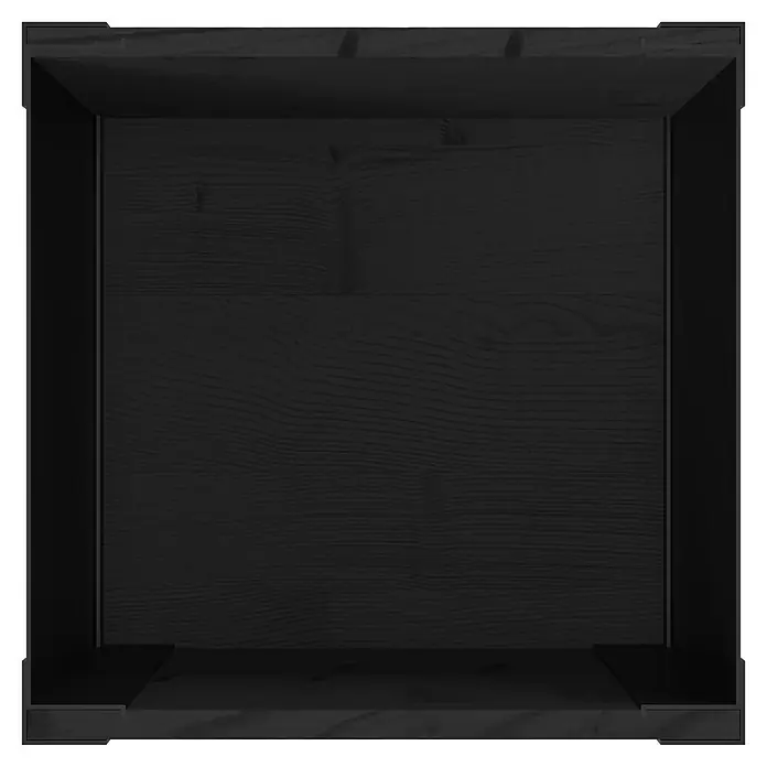 Upyard Hochbeet Modernbox hoch - 36 x 36 x 72 cm, Holz, Schwarz - Blick von oben auf eine leere schwarze Holzkiste mit sichtbarer Maserung.
