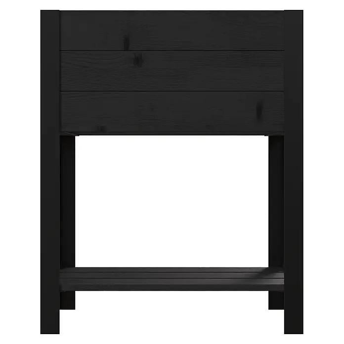 Upyard Hochbeet Hoch - 58 x 36 x 72 cm, Holz, Schwarz - Schwarzer Holz-Pflanzkasten mit unterem Regal.