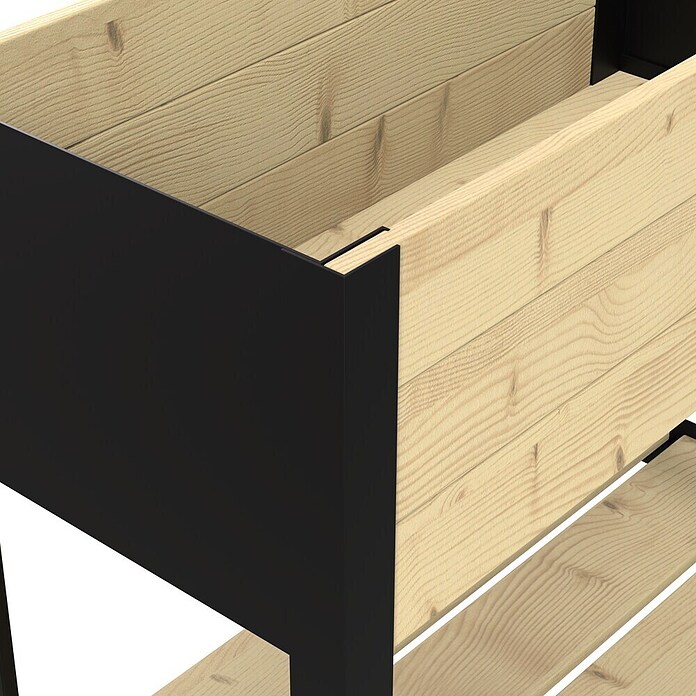 Upyard Hochbeet Modernbox hoch (78 x 36 x 72 cm, Holz, Natur/Schwarz) | BAUHAUS
