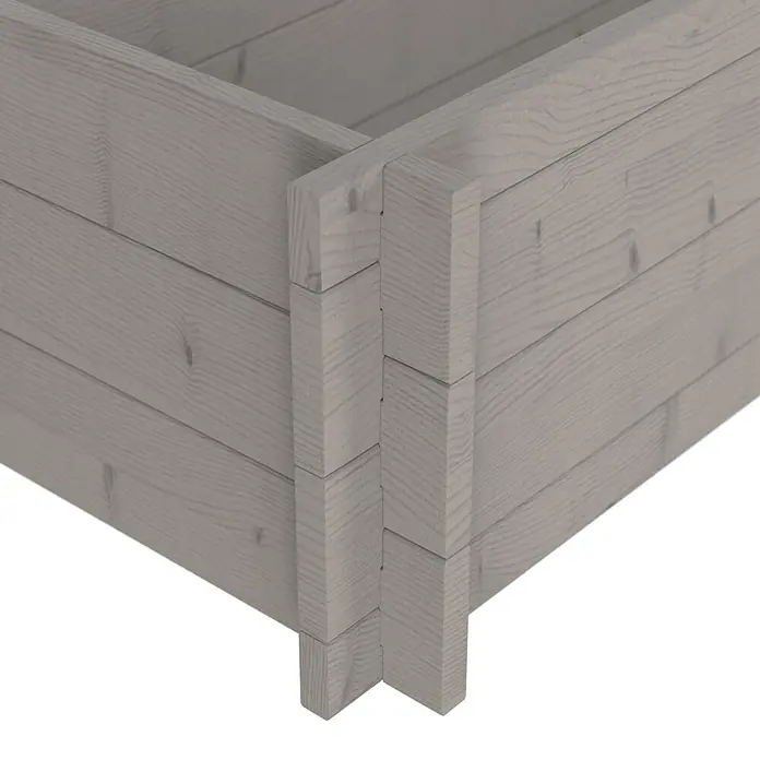 Upyard Hochbeet Multibox - L x B x H: 79 x 39,5 x 29,5 cm, Holz, Grau - Helles graues Hochbeet aus Holz mit verzahnten Brettern an der Ecke.