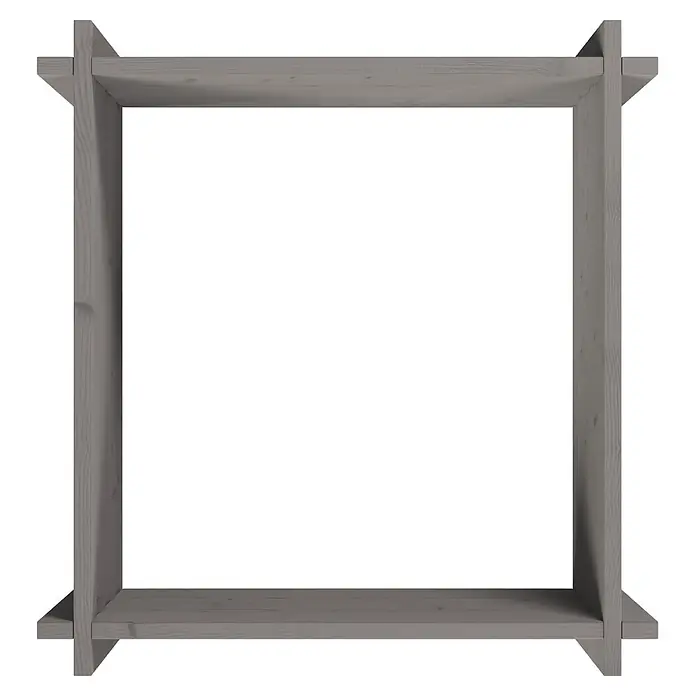 Upyard Hochbeet Multibox - L x B x H: 59 x 59 x 29,5 cm, Holz, Grau - Graues quadratisches Holzregal mit sichtbaren Kreuzverbindungen.