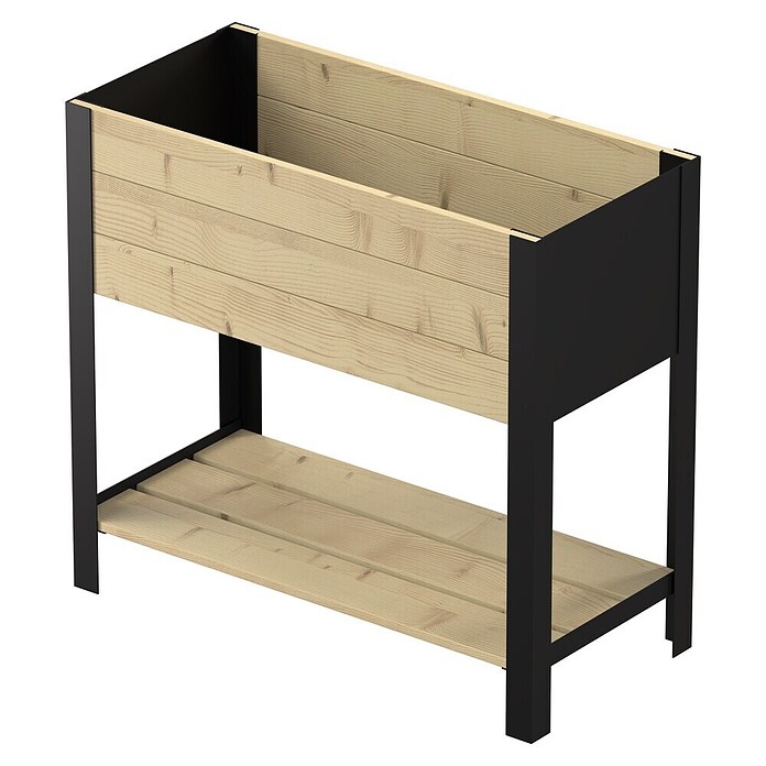 Upyard Hochbeet Modernbox hoch (78 x 36 x 72 cm, Holz, Natur/Schwarz) | BAUHAUS