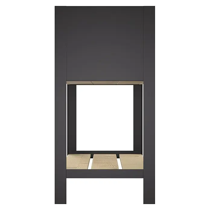 Upyard Hochbeet Modernbox hoch - 78 x 36 x 72 cm, Holz, Natur/Schwarz - Dunkelgraues Bettgestell mit Naturholzlatten.