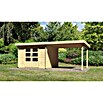 Karibu Blockbohlenhaus Bastrup 5 (333 x 614 cm, Wandstärke: 28 mm, Pultdach, Ausführung: Mit Anbau)