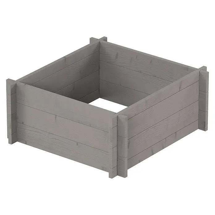 Upyard Hochbeet Multibox - L x B x H: 59 x 59 x 29,5 cm, Holz, Grau - Graues Hochbeet aus Holz, quadratisch und aus ineinandergreifenden Brettern.