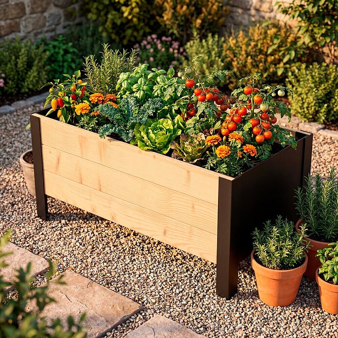 Upyard Macetero para plantas Modernbox Niedrig (78 x 36 x 32 cm, Madera, Natural) | BAUHAUS