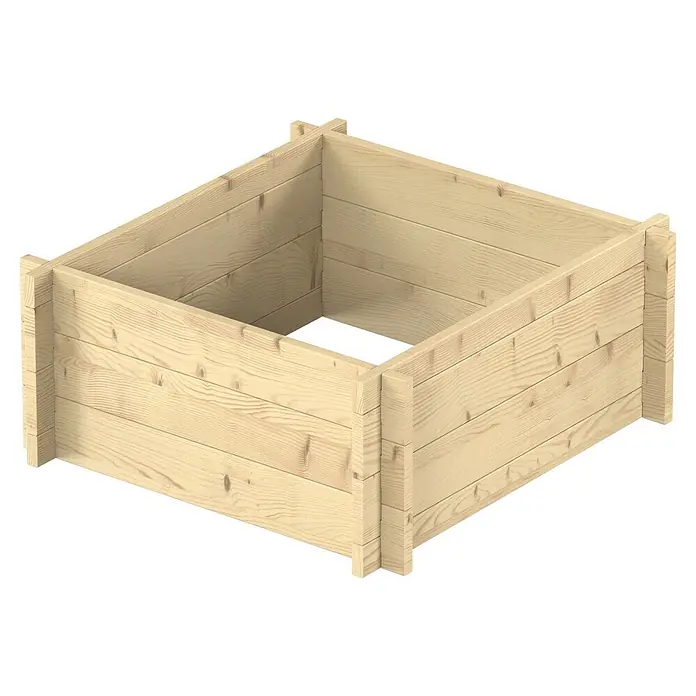 Upyard Hochbeet Multibox - L x B x H: 59 x 59 x 29,5 cm, Holz, Natur - Leeres Hochbeet aus hellen, naturbelassenen Holzbrettern.
