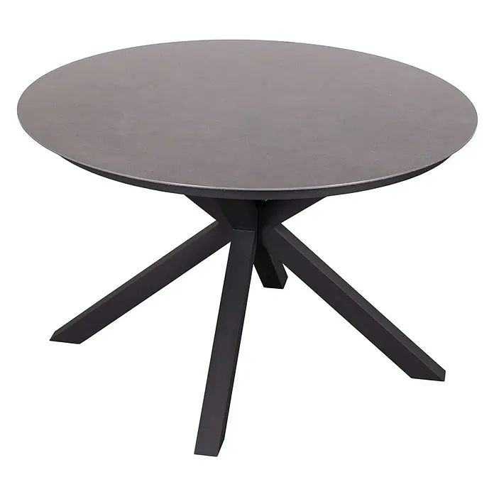 Bene Living Gartentisch Almeria - L x B x H: 120 x 120 x 76 cm, Ø x H: 120 x 76 cm, Aluminium Gestell mit gesinnerter Tischplatte aus Keramik, Rund, Hellgrau