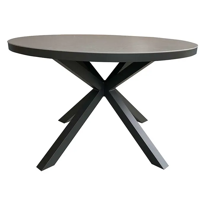 Bene Living Gartentisch Almeria - L x B x H: 120 x 120 x 76 cm, Ø x H: 120 x 76 cm, Aluminium Gestell mit gesinnerter Tischplatte aus Keramik, Rund, Hellgrau