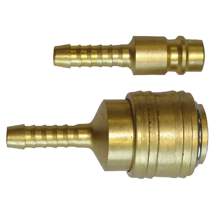 Güde Stecknippel - Schlauchdurchmesser: 6 mm - Zwei Messing Schnellkupplungen mit Schlauchtülle.