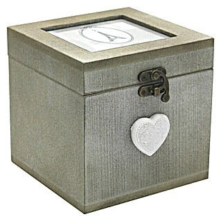 Caja con tapa y bisagra Home (13,5 x 13,5 x 14 cm, Madera)