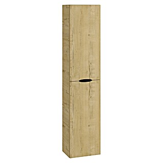 Armario alto de baño Turia (L x An x Al: 25 x 35 x 160 cm, Nogal y negro)
