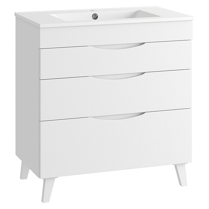 Mueble de lavabo Turia (L x An x Al: 45 x 80 x 85 cm, Blanco brillo) | BAUHAUS
