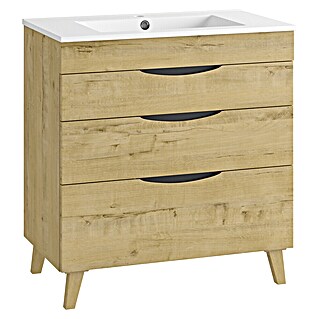 Mueble de lavabo Turia (L x An x Al: 45 x 80 x 85 cm, Nogal y negro)