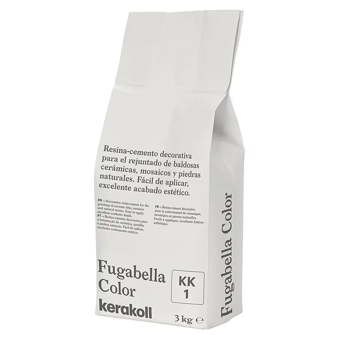 Kerakoll Mortero para juntas - cemento Fugabella - Color: KK1, 3 kg - Saco blanco de 3 kg de mortero-resina decorativo Kerakoll Fugabella Color para rejuntar.