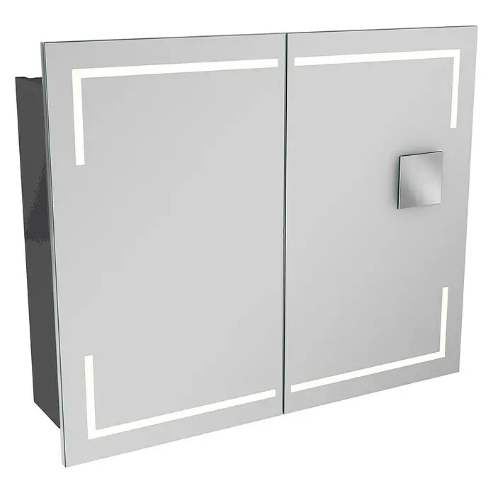 Lanzet K5 Badmöbel-Set K59G2 - 87,9 cm, Grafit - Modern gestalteter Spiegelschrank mit LED-Beleuchtung. Stilvolles Badezimmermöbel mit quadratischem Griff.