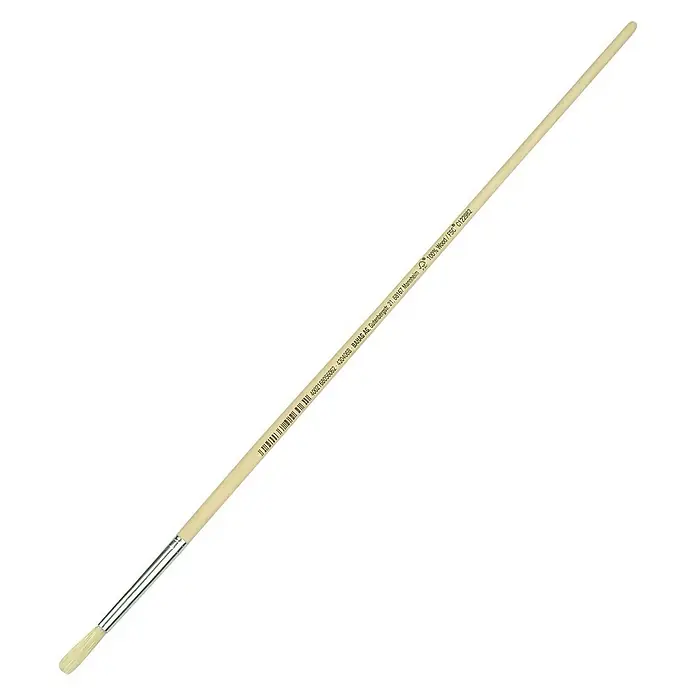 swingcolor Komfort Strichzieher Rund - Größe Pinsel: 6, Chinaborsten, Holz - Pinsel: Ein einzelner, runder Künstlerpinsel mit hellem Holzstiel und silberner Zwinge auf einem weißen Hintergrund.