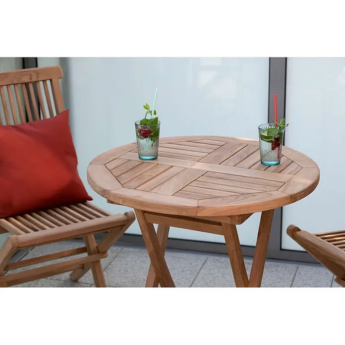 Bene Living Gartentisch Sutton - L x B x H: 70 x 70 x 75 cm, Ø x H: 70 x 75 cm, Teakholz, Rund, Braun