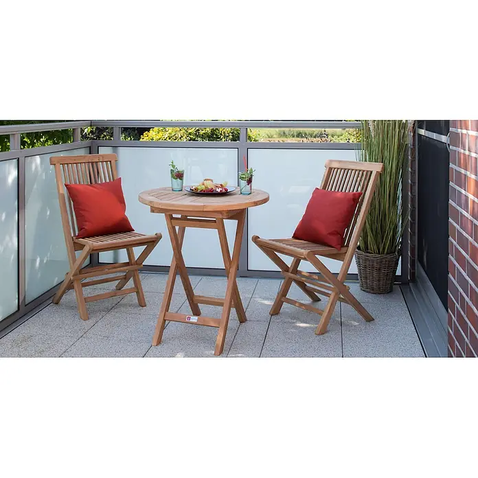 Bene Living Gartentisch Sutton - L x B x H: 70 x 70 x 75 cm, Ø x H: 70 x 75 cm, Teakholz, Rund, Braun