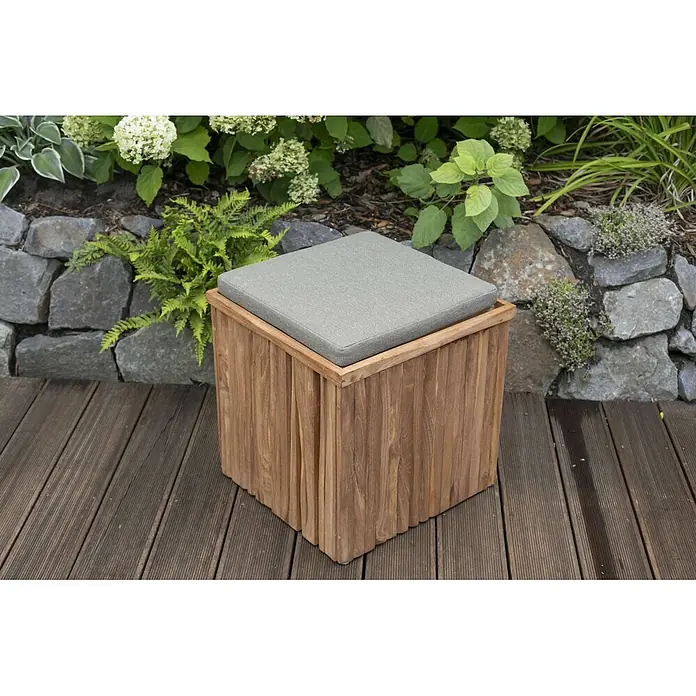 Bene Living Gartenhocker Oxford - Teakholz, Natur, B x T x H: 45 x 50 x 45 cm