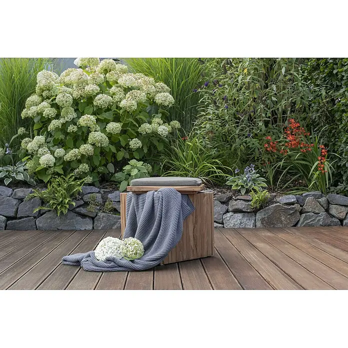 Bene Living Gartenhocker Oxford - Teakholz, Natur, B x T x H: 45 x 50 x 45 cm
