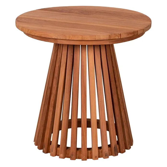 Bene Living Garten-Beistelltisch Bolton - Teakholz, Rund, Natur