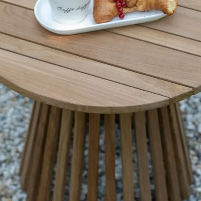 Bene Living Garten-Beistelltisch Bolton - Teakholz, Rund, Natur