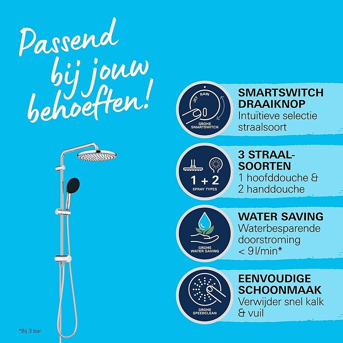 Grohe Doucheset met handdouche (Gatafstand: 62 cm) | BAUHAUS