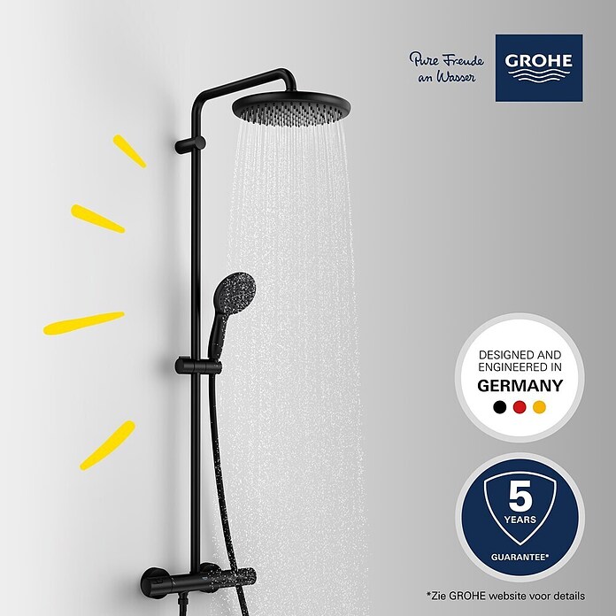Grohe Vitalio Start Douchesysteem (Hoogte: 101,6 cm, Aantal straalsoorten: 2 st., Zwart) | BAUHAUS