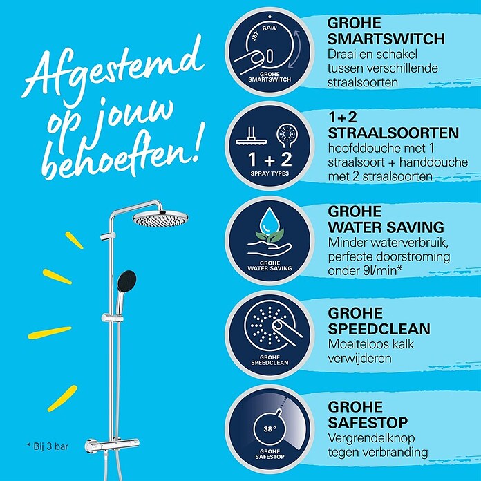 Grohe Vitalio Start Douchesysteem (Hoogte: 101,6 cm, Aantal straalsoorten: 2 st., Zilver) | BAUHAUS