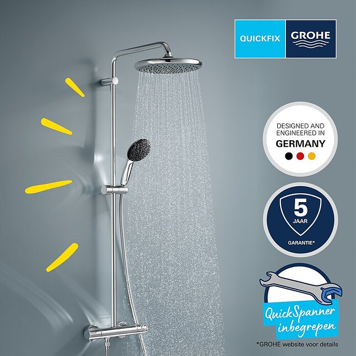 Grohe Vitalio Start Douchesysteem (Hoogte: 101,6 cm, Aantal straalsoorten: 2 st., Zilver) | BAUHAUS