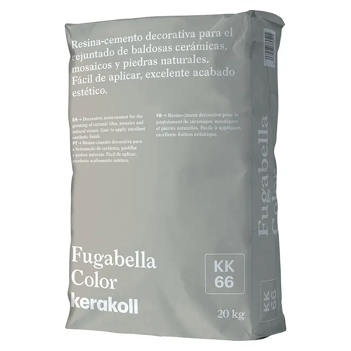 Kerakoll Mortero para juntas - cemento Fugabella - KK66, 20 kg - Saco gris claro de mortero de resina decorativa Kerakoll Fugabella Color para azulejos, 20 kg.
