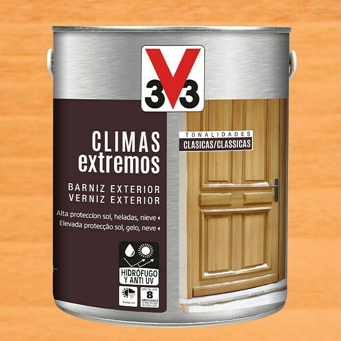 V33 Barniz para madera exterior Climas Extremos (Pino, Brillante, 2,5 l)